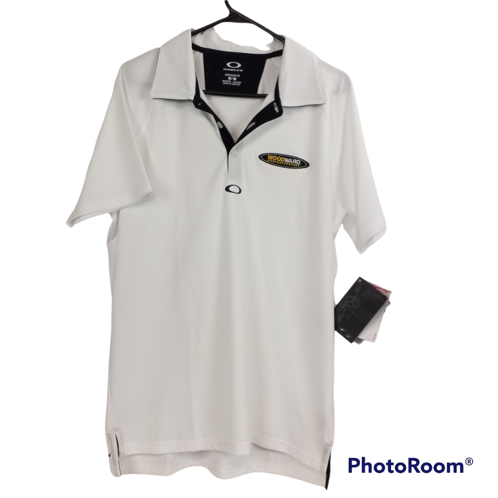 Oakley Elemental Black & White Polo WOODWARD Logo